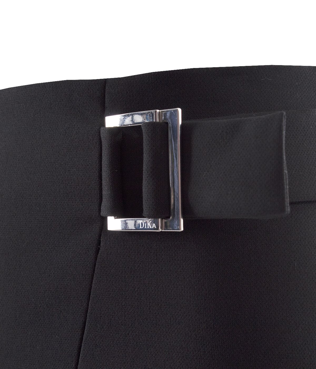 Pencil skirt with front slit, diagonal seam and decorative buckle on the waistline 2